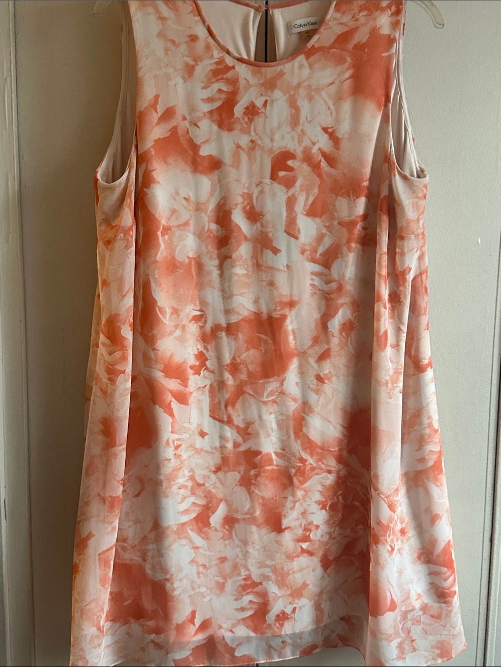 Calvin Klein Coral and White Floral Shift Dress